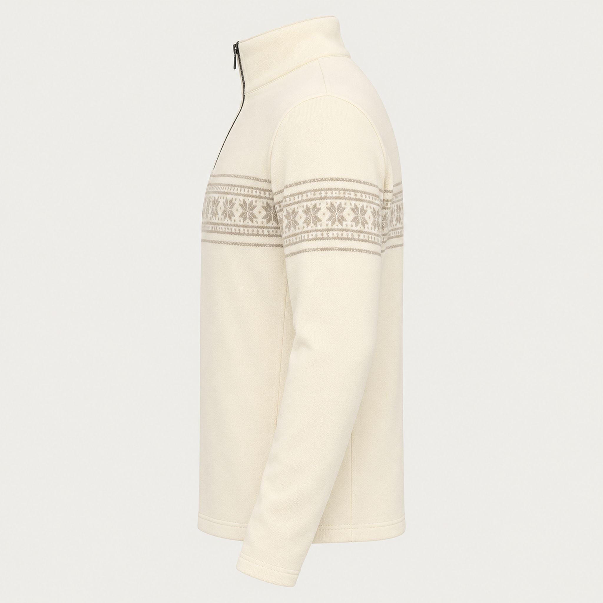 Newland mens Harbin Half Zip - side. AI-generated from supplied artwork.