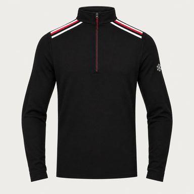 Newland mens Heracles Half Zip in Black - front. AI-generated from supplied artwork.