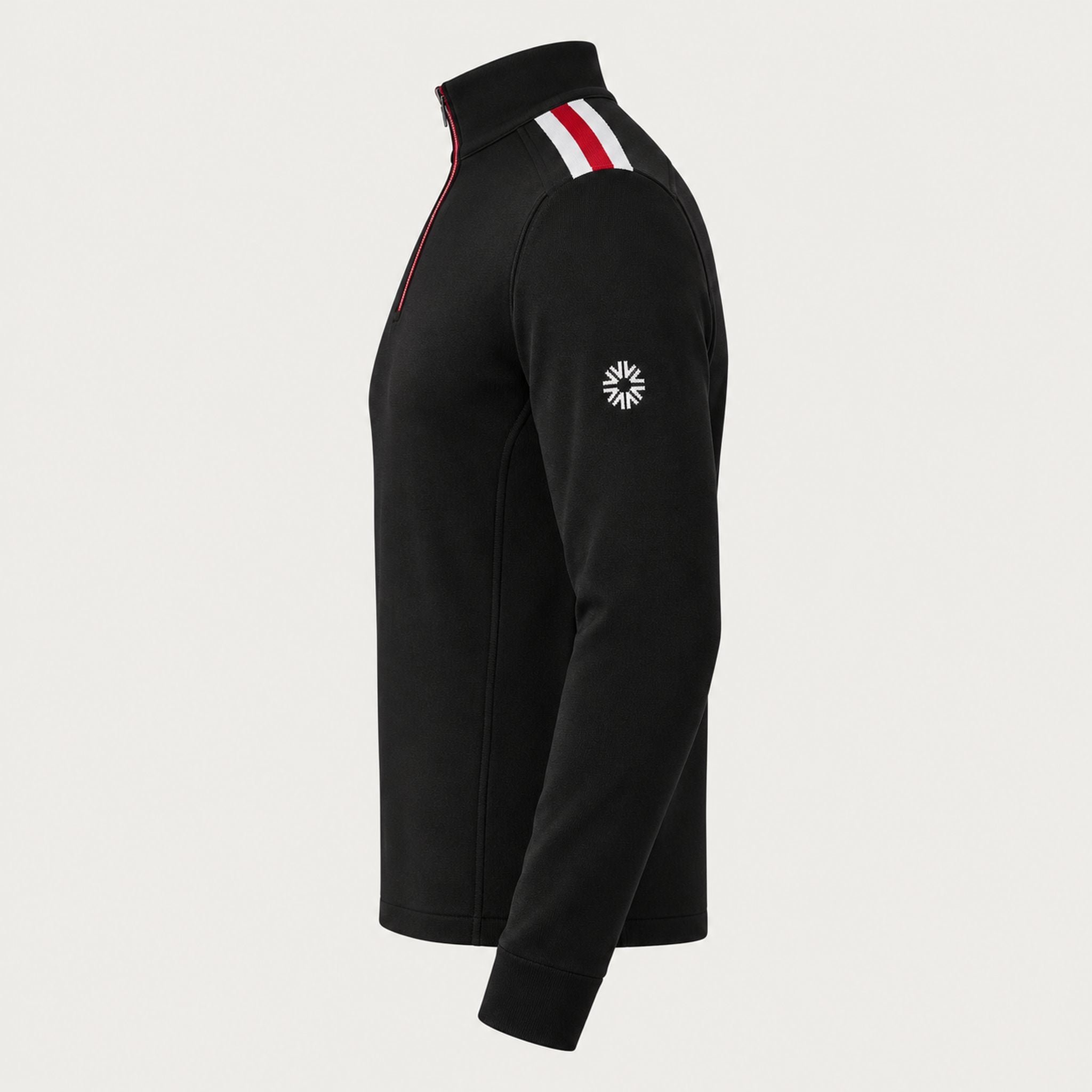 Newland mens Heracles Half Zip in Black - side. AI-generated from supplied artwork.