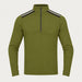 Newland mens Heracles Half Zip in Olive Green - front. AI-generated from supplied artwork.