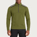 Newland mens Heracles Half Zip in Olive Green - model front. AI-generated from supplied artwork.
