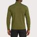 Newland mens Heracles Half Zip in Olive Green - model back. AI-generated from supplied artwork.