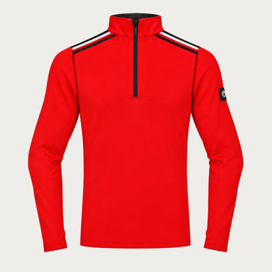 Newland mens Heracles Half Zip in Red - front. AI-generated from supplied artwork.
