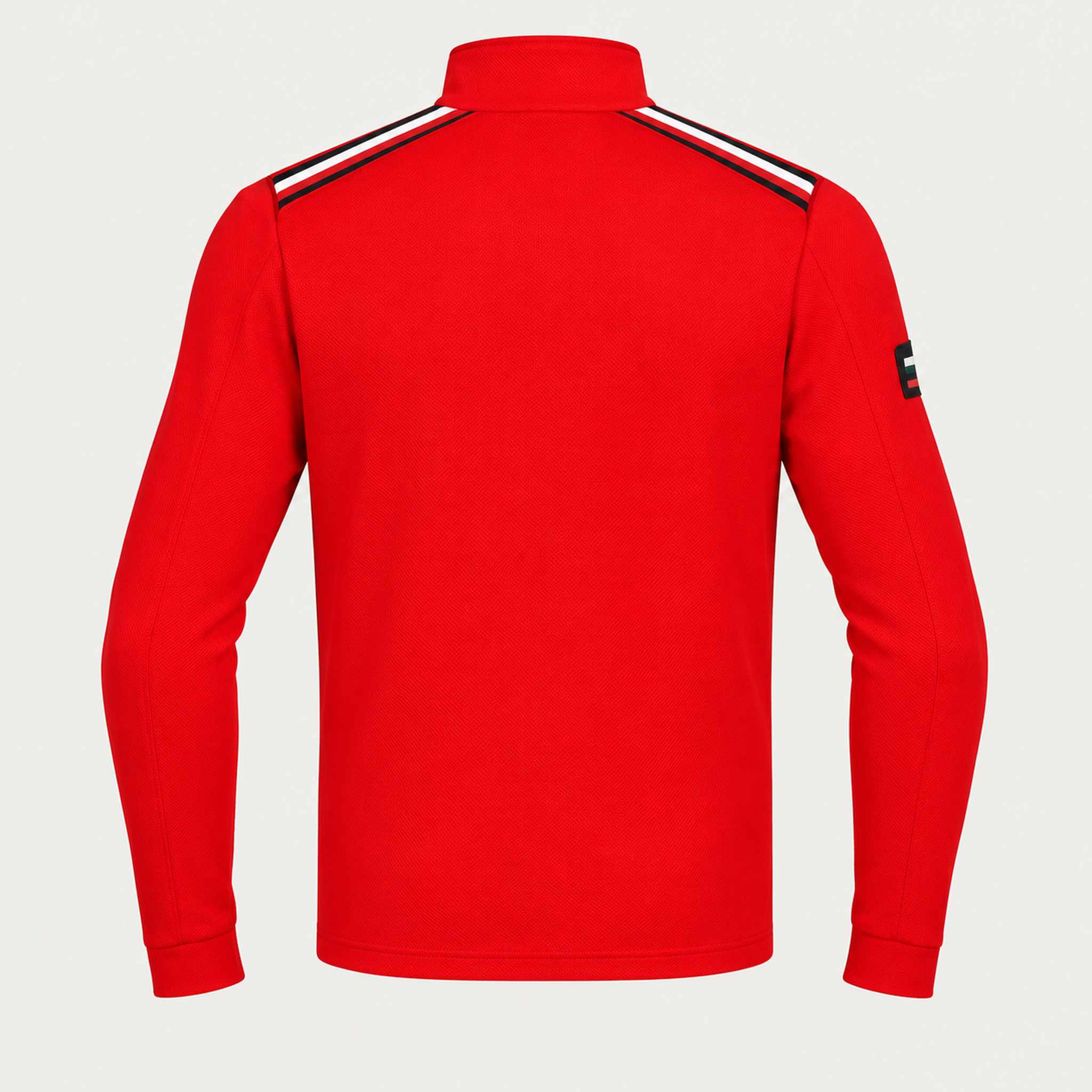 Newland mens Heracles Half Zip in Red - back. AI-generated from supplied artwork.