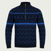Newland mens Inuvik Half Zip in Navy - front. AI-generated from supplied artwork.