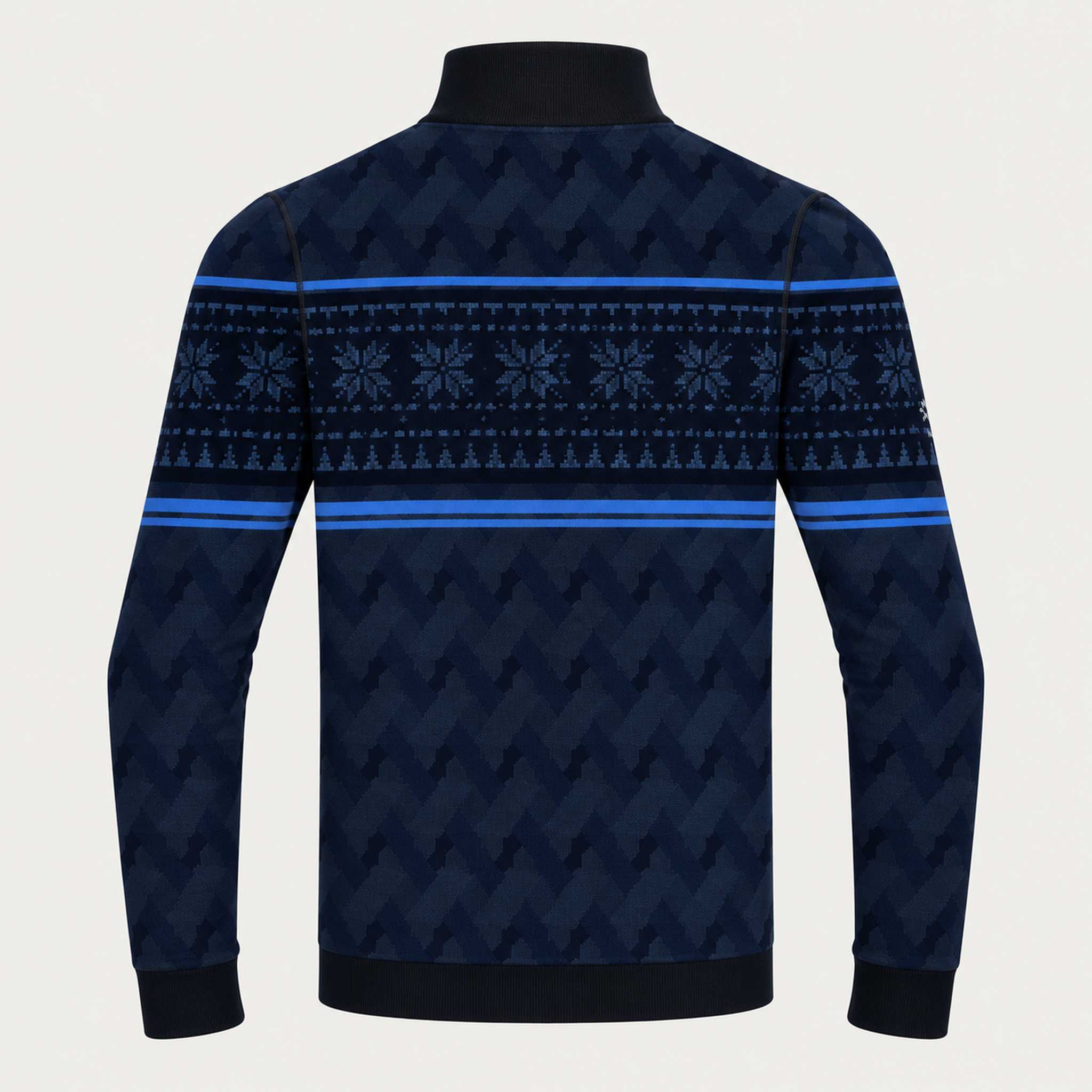 Newland mens Inuvik Half Zip in Navy - back. AI-generated from supplied artwork.