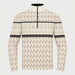 Newland mens Inuvik Half Zip in Off White/Stone - front. AI-generated from supplied artwork.