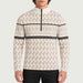 Newland mens Inuvik Half Zip in Off White/Stone - model front. AI-generated from supplied artwork.