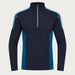 Newland mens Jerry’s Jungle Half Zip in Navy - front. AI-generated from supplied artwork.