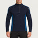 Newland mens Jerry’s Jungle Half Zip in Navy - model front. AI-generated from supplied artwork.
