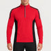 Newland mens Jerry’s Jungle Half Zip in Red - model front. AI-generated from supplied artwork.