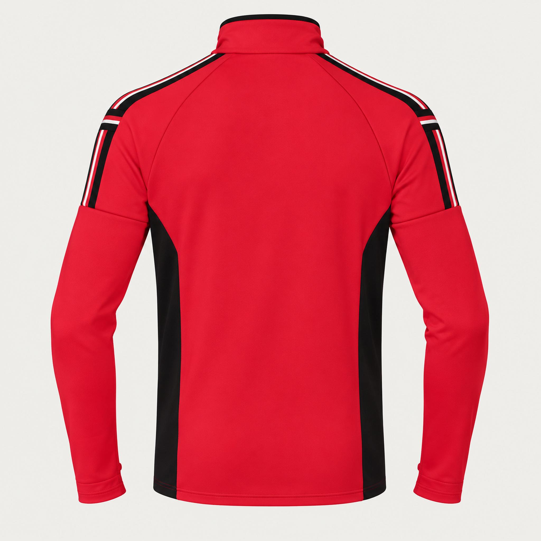Newland mens Jerry’s Jungle Half Zip in Red - back. AI-generated from supplied artwork.