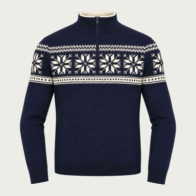 Newland mens Mayo Half Zip in Navy - front. AI-generated from supplied artwork.