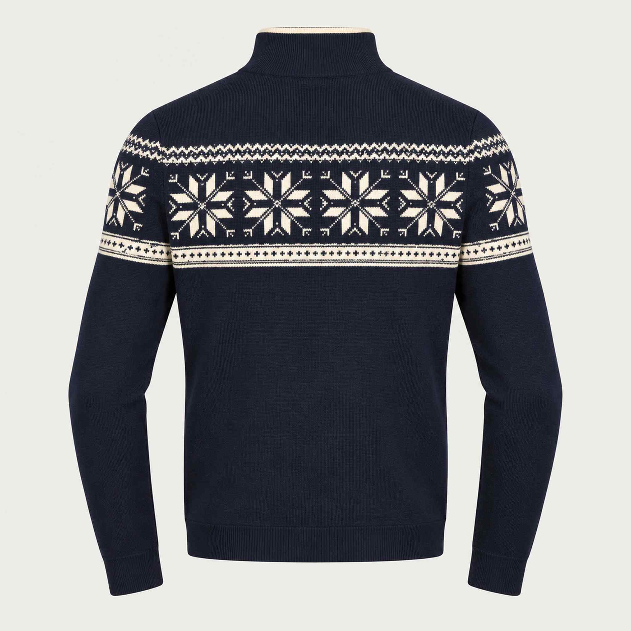 Newland mens Mayo Half Zip in Navy - back. AI-generated from supplied artwork.