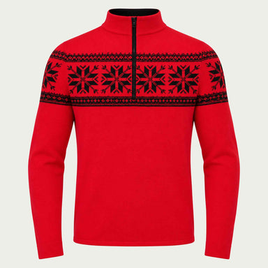 Newland mens Mayo Half Zip in Red - front. AI-generated from supplied artwork.