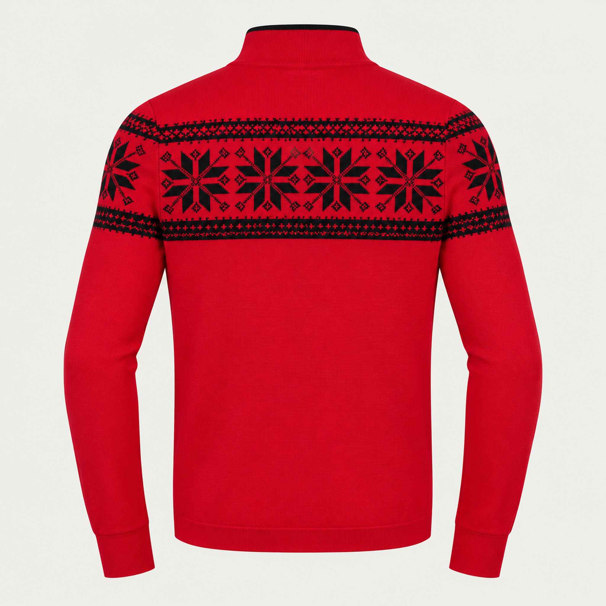 Newland mens Mayo Half Zip in Red - back. AI-generated from supplied artwork.