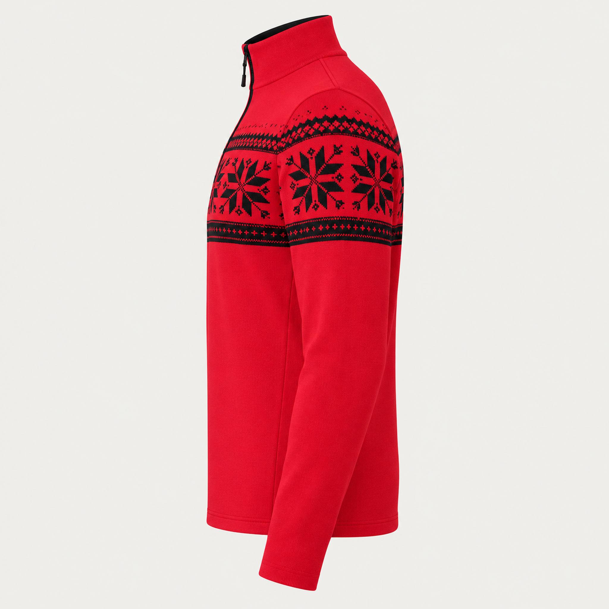 Newland mens Mayo Half Zip in Red - side. AI-generated from supplied artwork.
