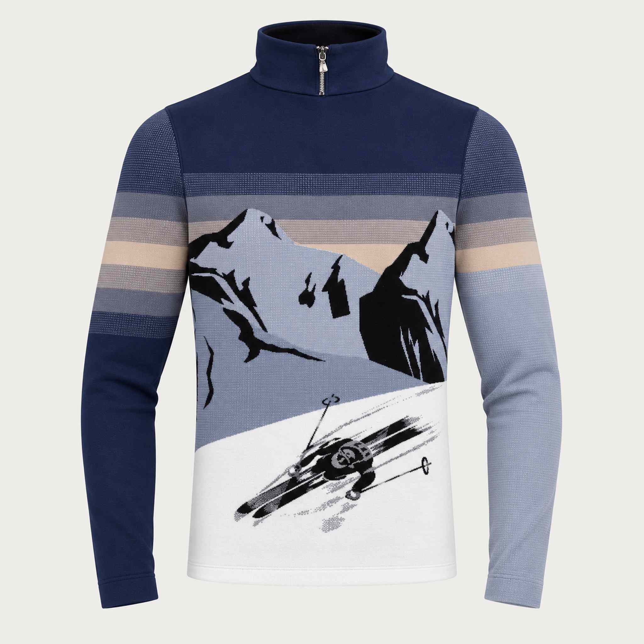 Newland mens Pevek Half Zip - front. AI-generated from supplied artwork.