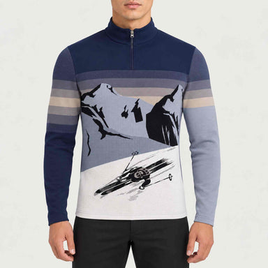 Newland mens Pevek Half Zip - model front. AI-generated from supplied artwork.