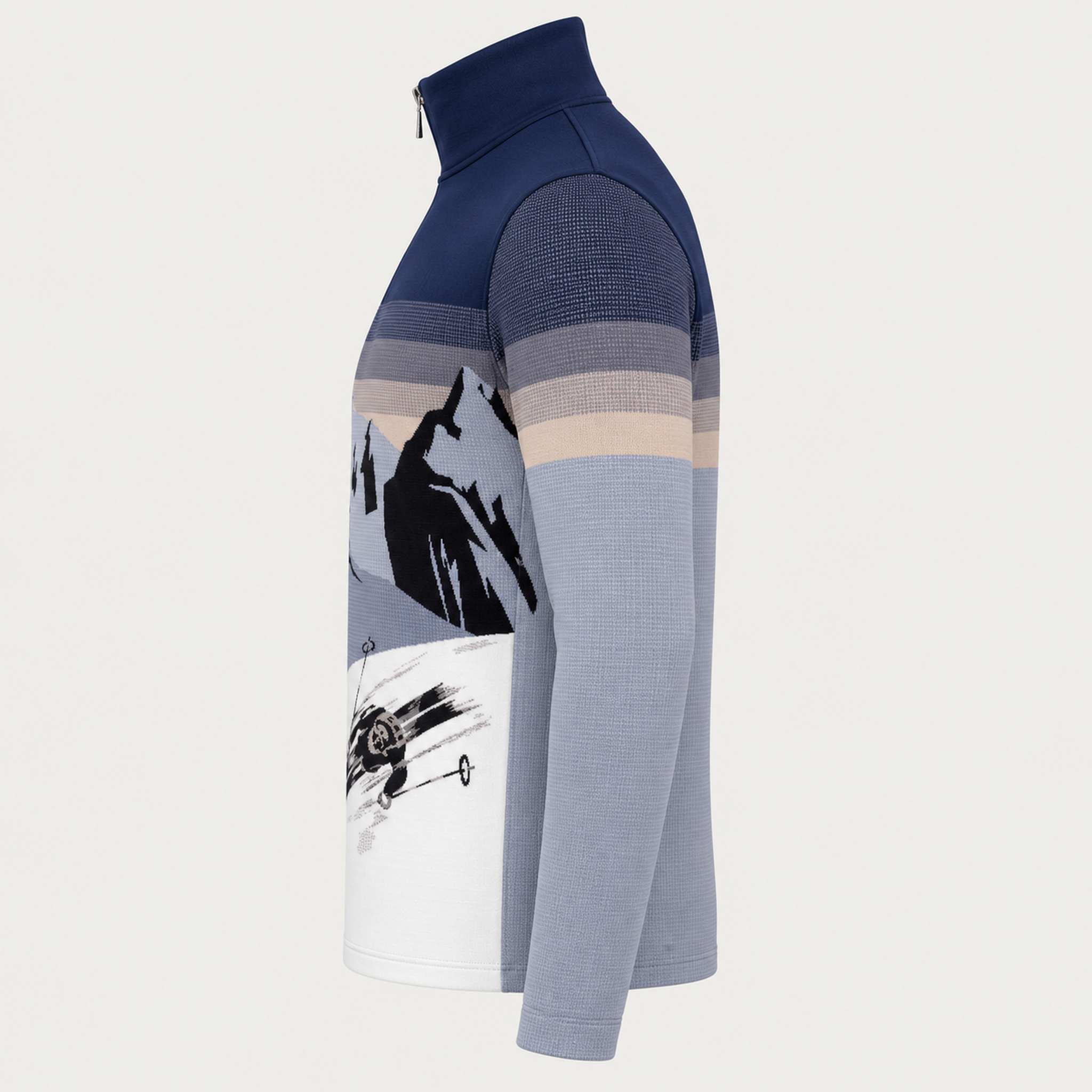 Newland mens Pevek Half Zip - side. AI-generated from supplied artwork.