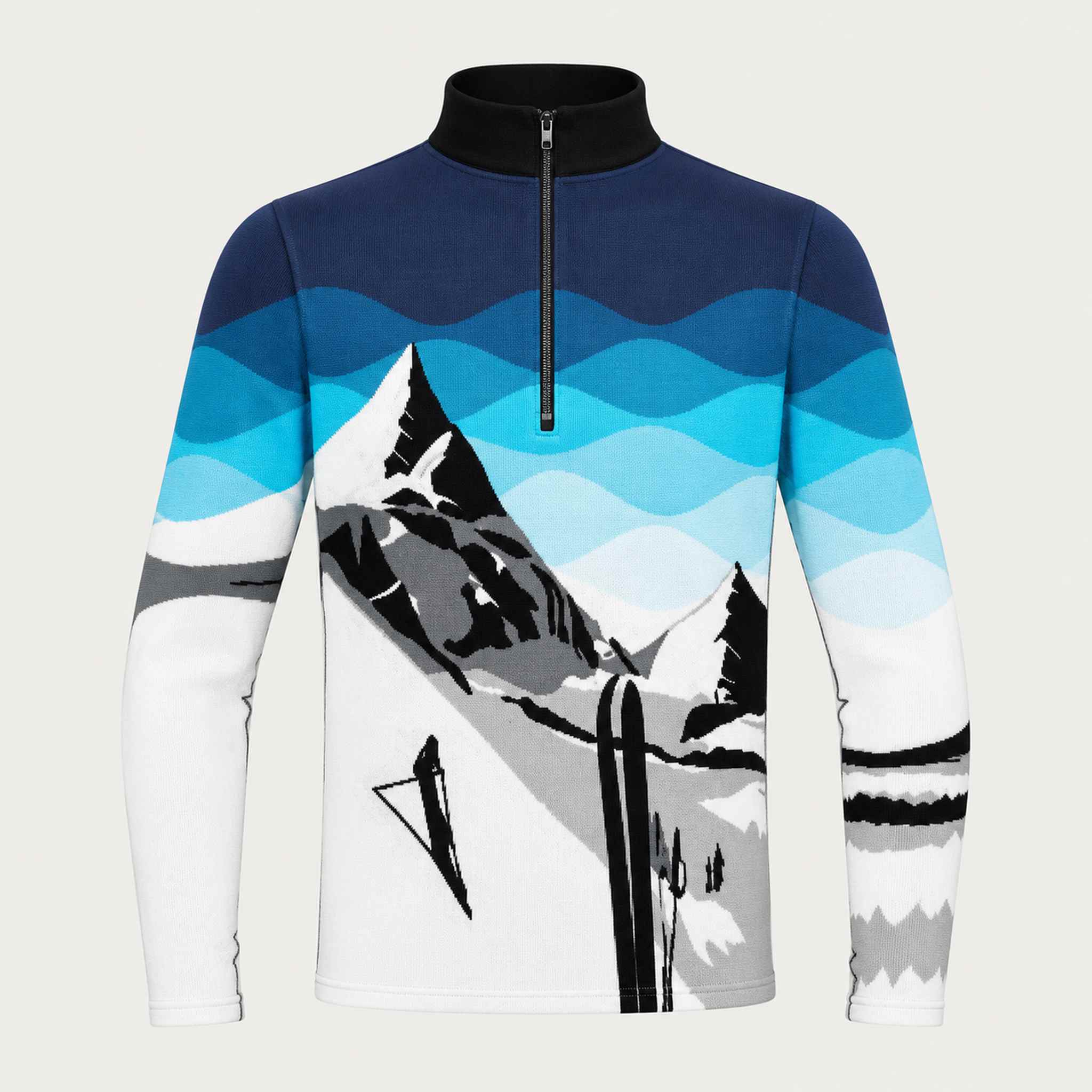 Newland mens Ridge A Half Zip - front. AI-generated from supplied artwork.