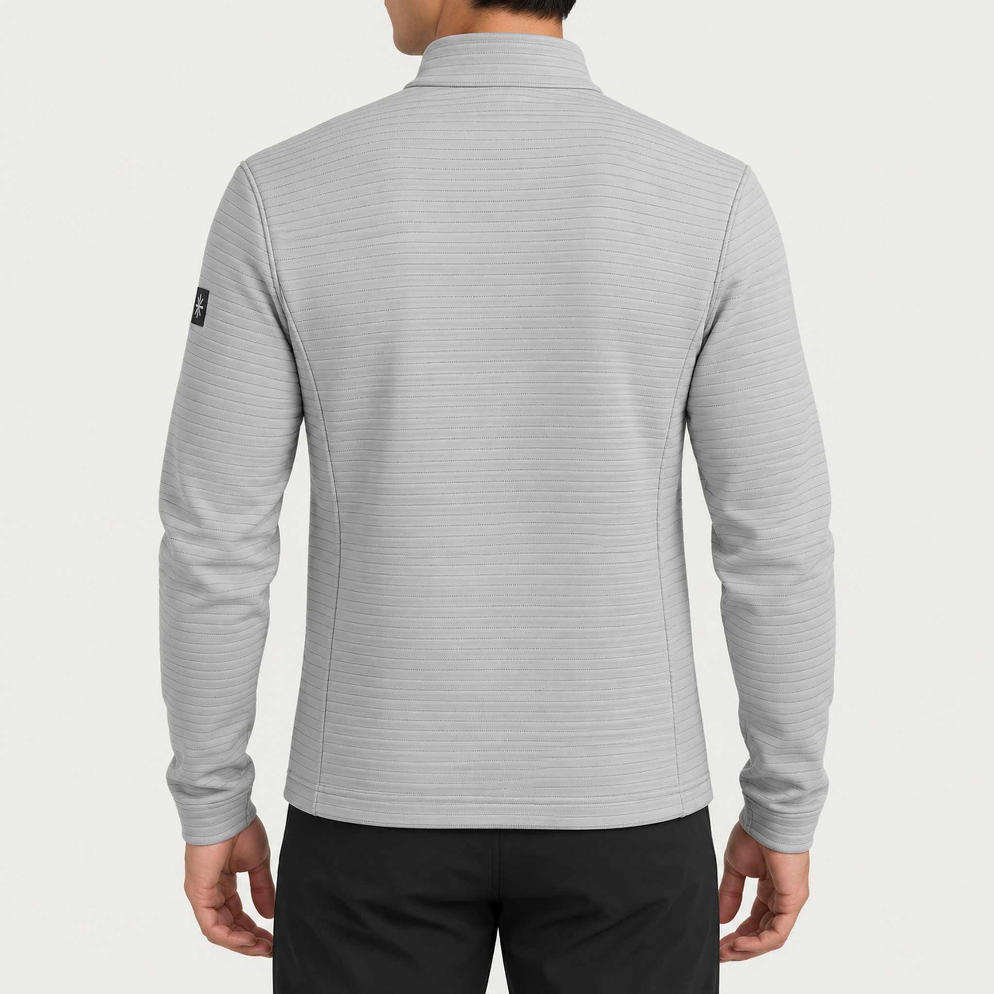 Newland mens Valtournenche Full Zip in Light Grey - model back. AI-generated from supplied artwork.
