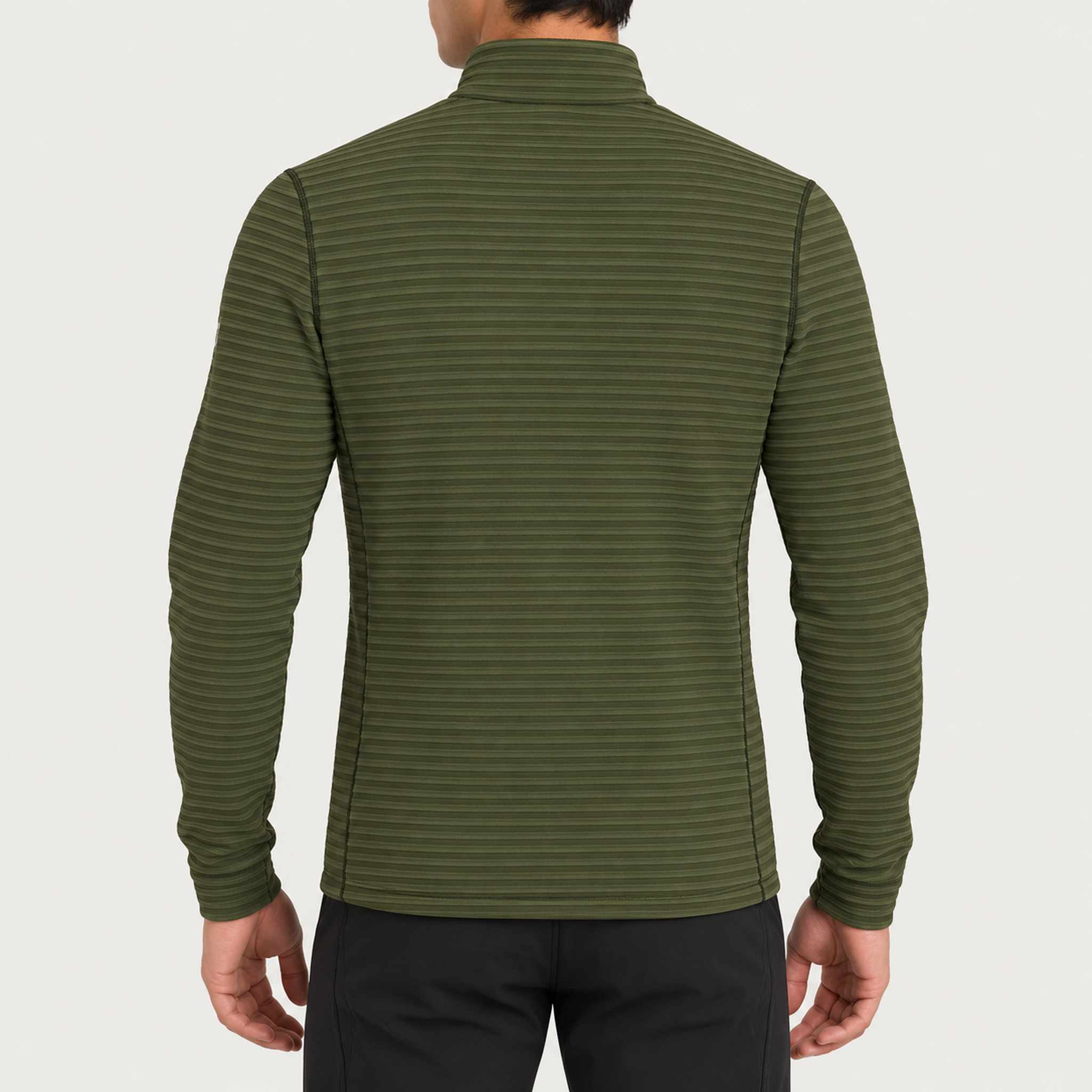 Newland mens Valtournenche Full Zip in Olive Green - model back. AI-generated from supplied artwork.
