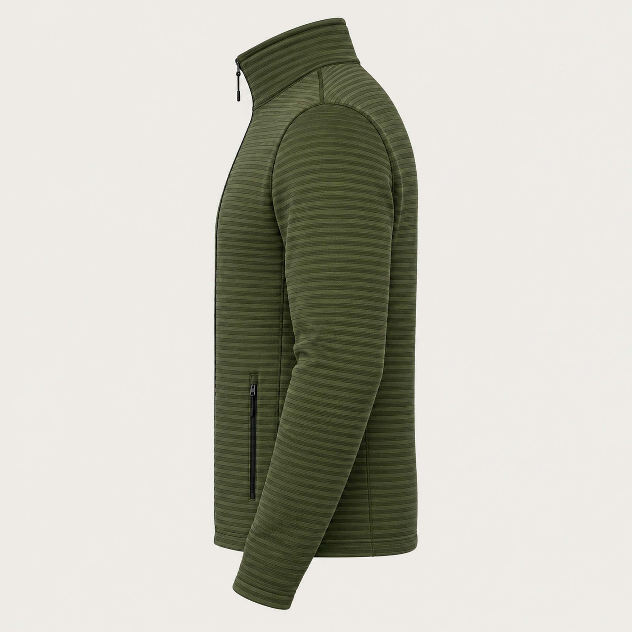 Newland mens Valtournenche Full Zip in Olive Green - side. AI-generated from supplied artwork.