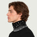 Newland unisex Drima Neck Gaiter in Black - mens side. AI-generated from supplied artwork.
