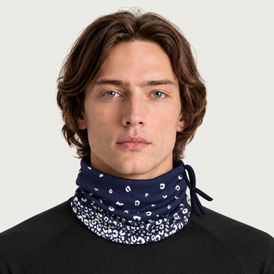 Newland unisex Drima Neck Gaiter in Navy - mens front. AI-generated from supplied artwork.