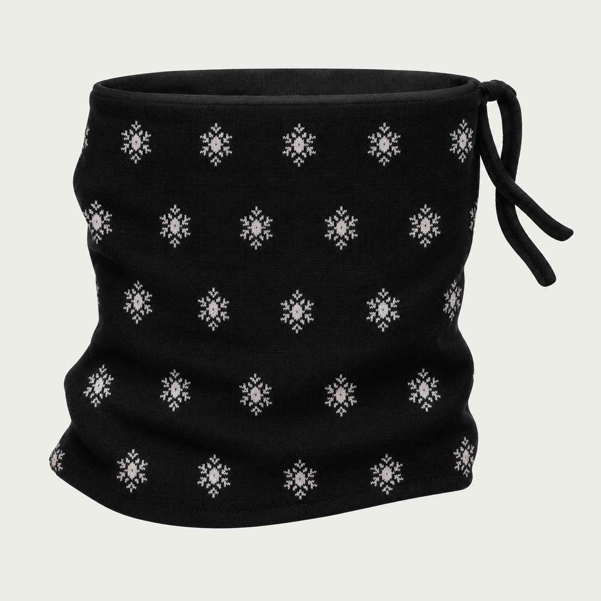 Newland unisex Eluna Neck Gaiter in Black - front. AI-generated from supplied artwork.