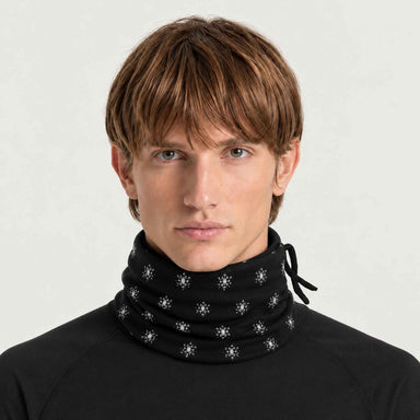 Newland unisex Eluna Neck Gaiter in Black - mens front. AI-generated from supplied artwork.