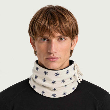 Newland unisex Eluna Neck Gaiter in Off White - mens front. AI-generated from supplied artwork.