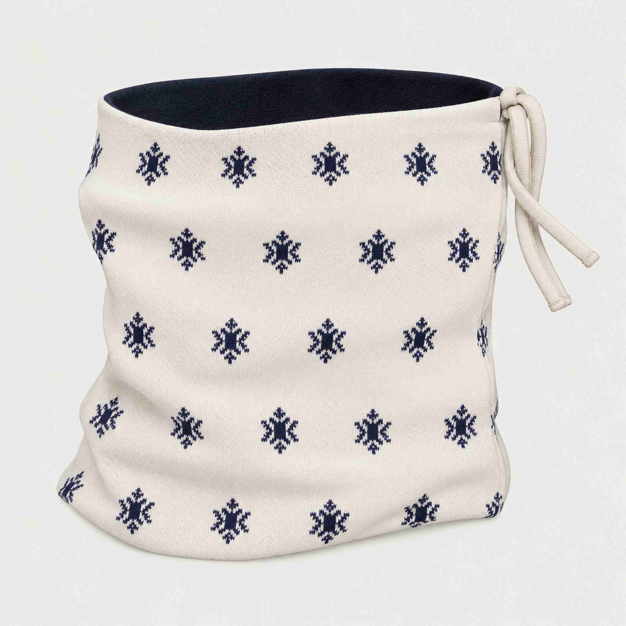 Newland unisex Eluna Neck Gaiter in Off White - side. AI-generated from supplied artwork.