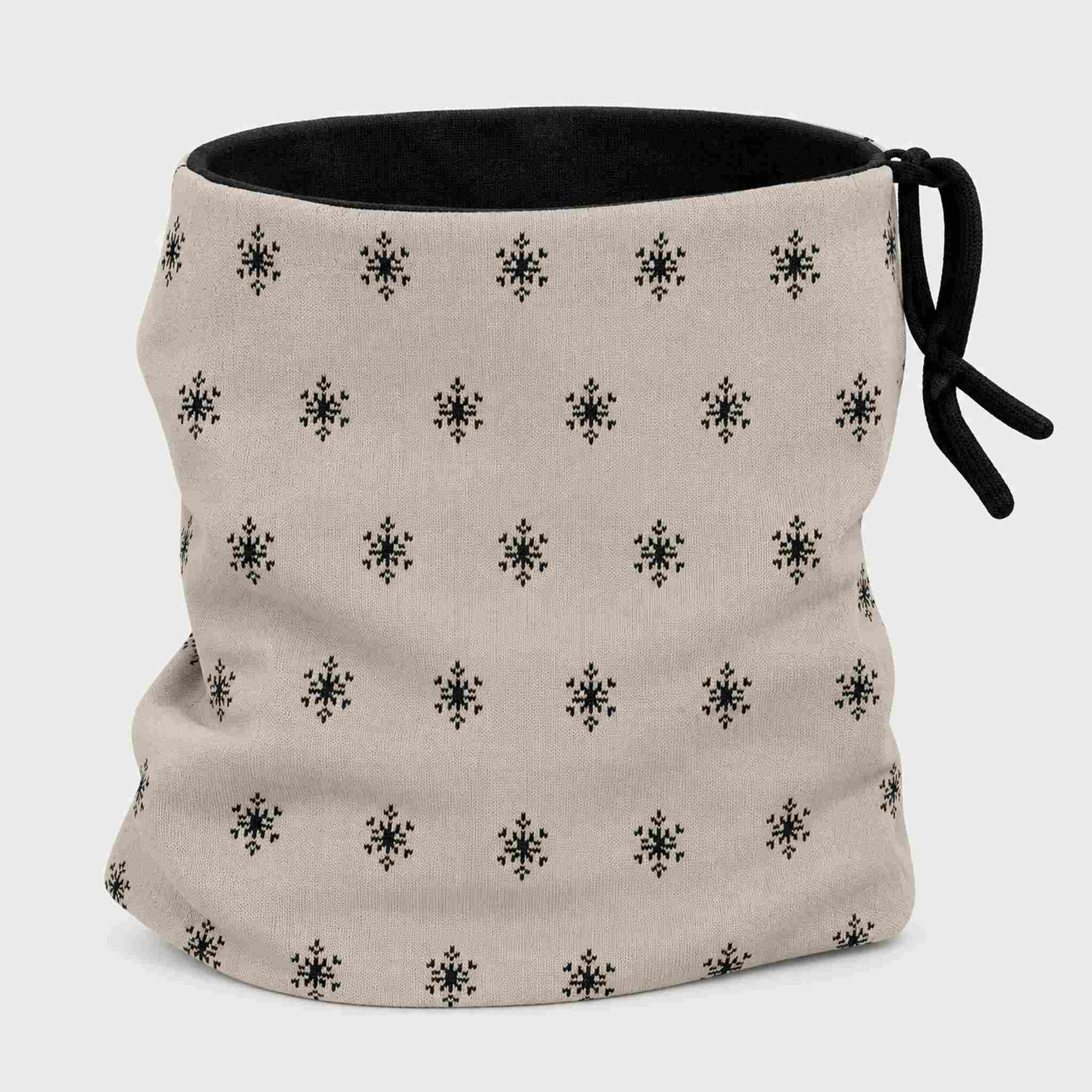 Newland unisex Eluna Neck Gaiter in Stone - front. AI-generated from supplied artwork.