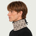 Newland unisex Eluna Neck Gaiter in Stone - mens side. AI-generated from supplied artwork.