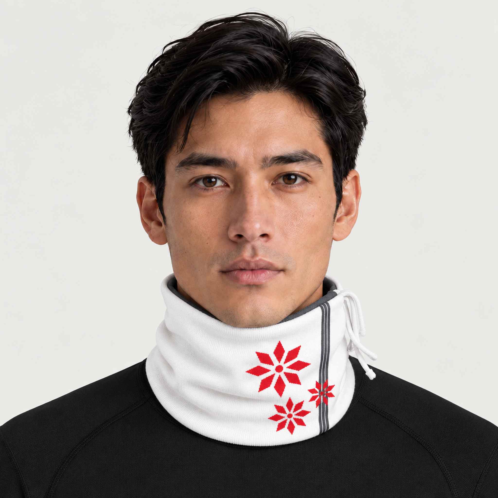 Newland unisex Lysara Neck Gaiter - mens front. AI-generated from supplied artwork.