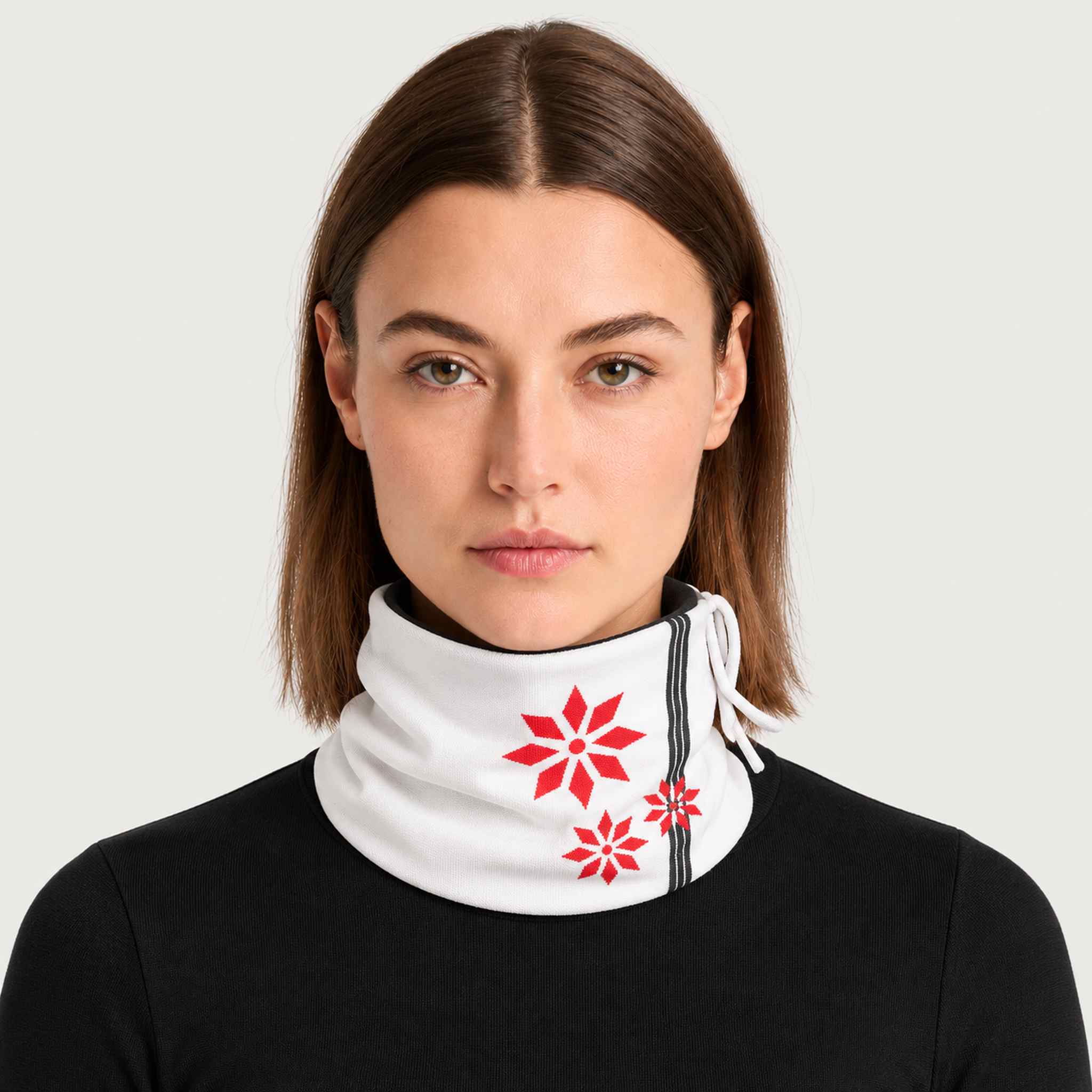 Newland unisex Lysara Neck Gaiter - womens front. AI-generated from supplied artwork.