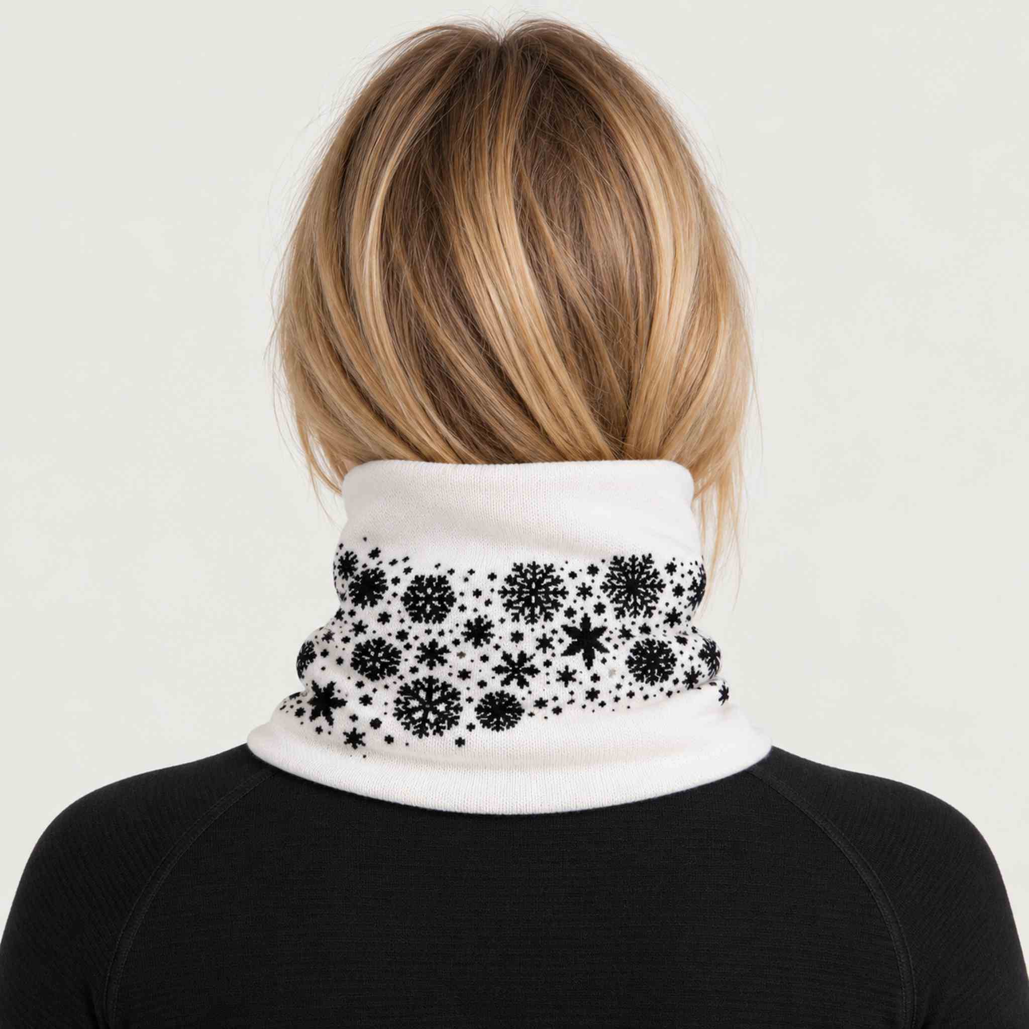 Newland unisex Maren Neck Gaiter - womens back. AI-generated from supplied artwork.