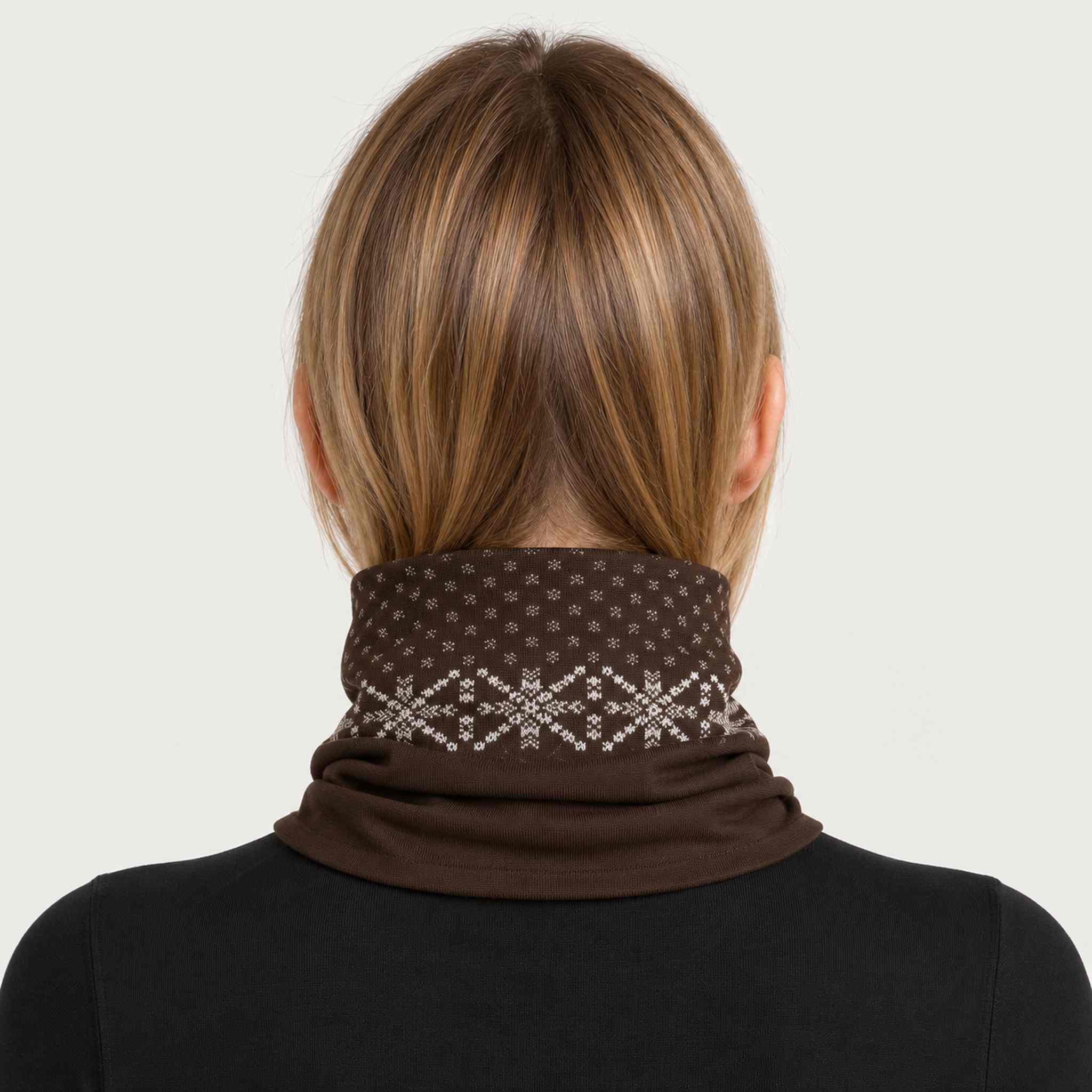 Newland unisex Noctis Neck Gaiter - womens back. AI-generated from supplied artwork.