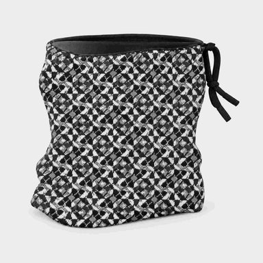 Newland unisex Tulip Neck Gaiter in Black/White - front. AI-generated from supplied artwork.