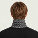 Newland unisex Tulip Neck Gaiter in Black/White - mens back. AI-generated from supplied artwork.