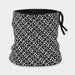 Newland unisex Tulip Neck Gaiter in Black/White - back. AI-generated from supplied artwork.