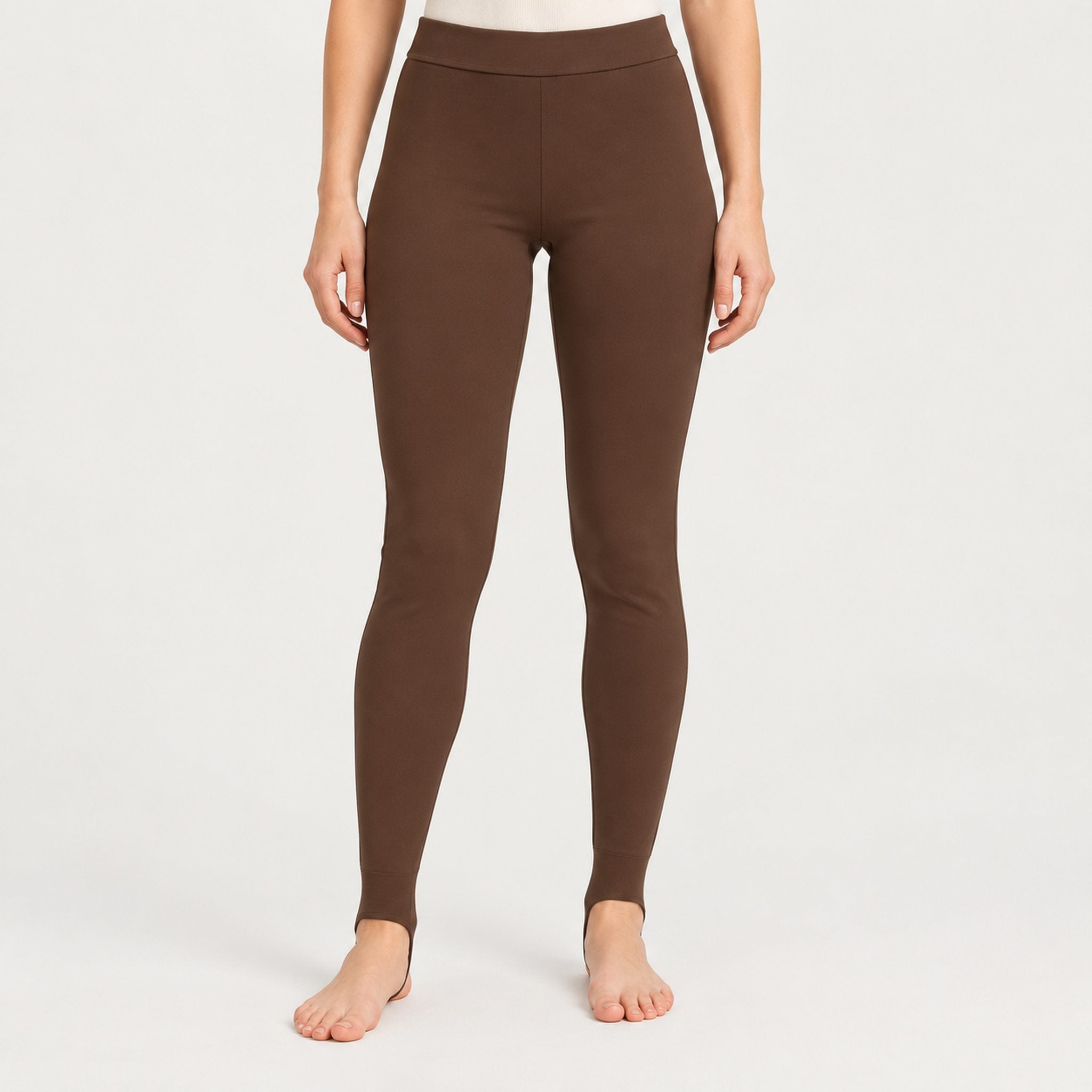 Newland womens Alpette Skinny Ski Pants in Brown - model front. AI-generated from supplied artwork.