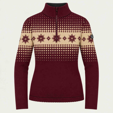 Newland womens Altaris Half Zip in Amarone - front. AI-generated from supplied artwork.