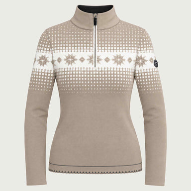 Newland womens Altaris Half Zip in Stone - front. AI-generated from supplied artwork.