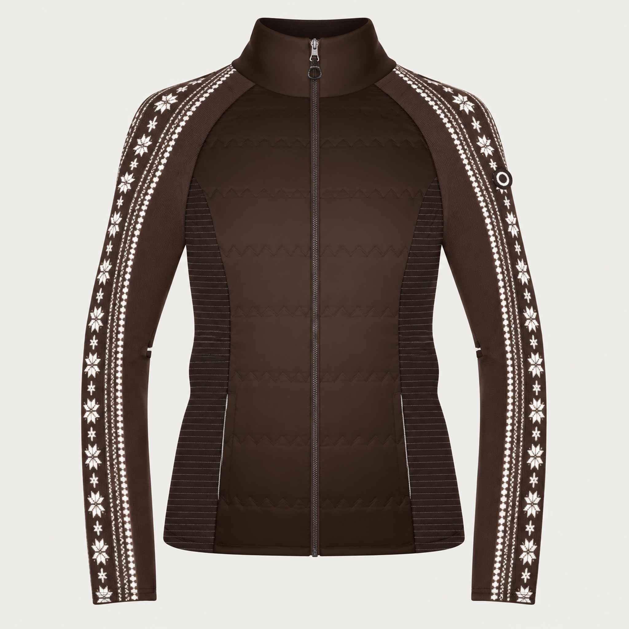 Newland womens Caelys Padded Full Zip in Brown - front. AI-generated from supplied artwork.