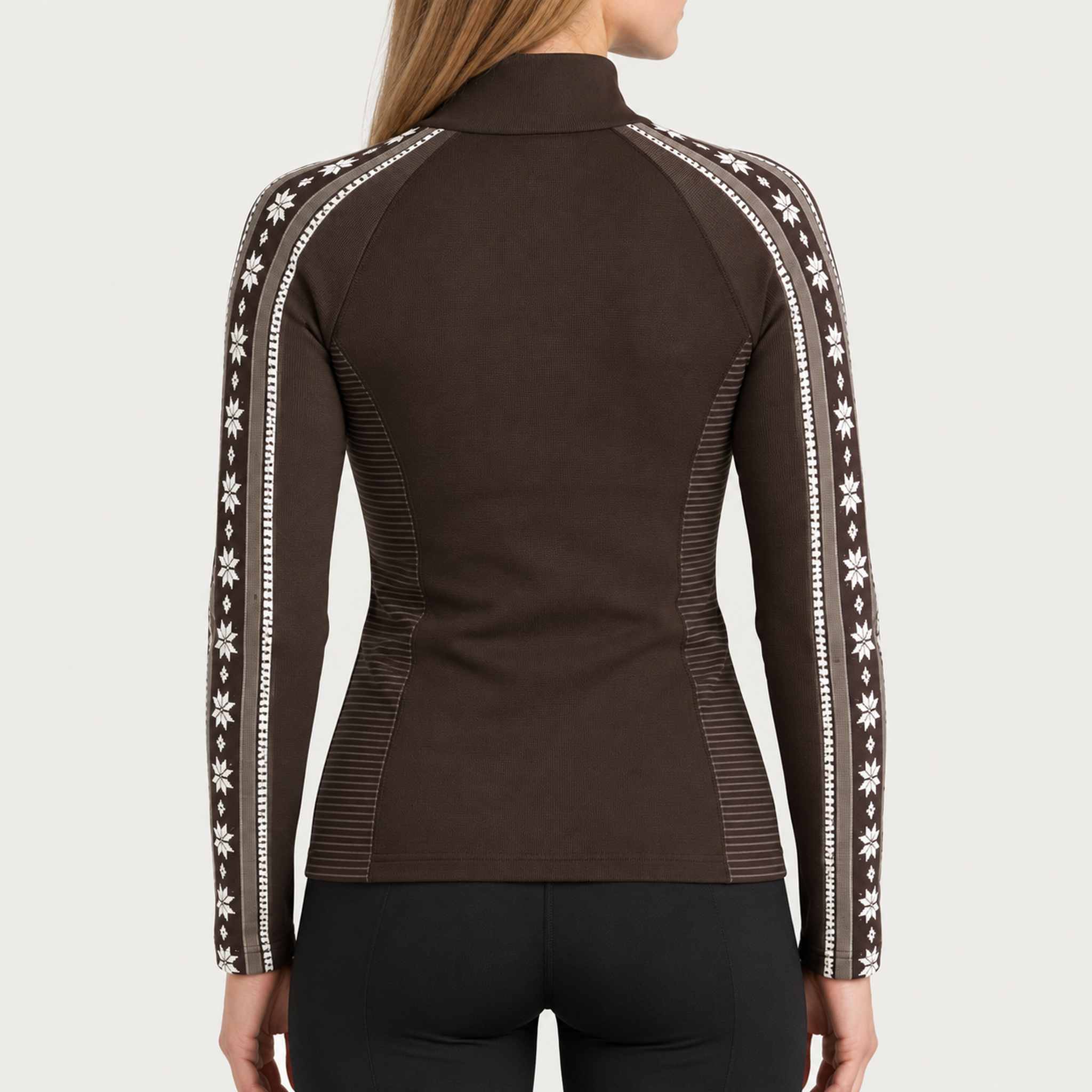 Newland womens Caelys Padded Full Zip in Brown - model back. AI-generated from supplied artwork.