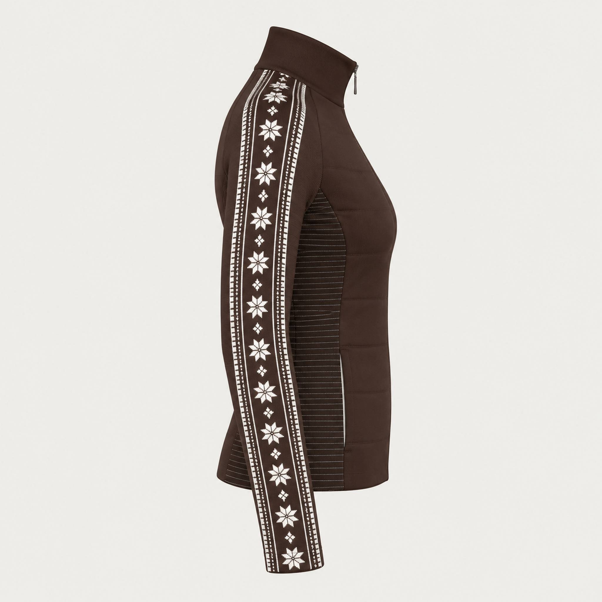Newland womens Caelys Padded Full Zip in Brown - side. AI-generated from supplied artwork.