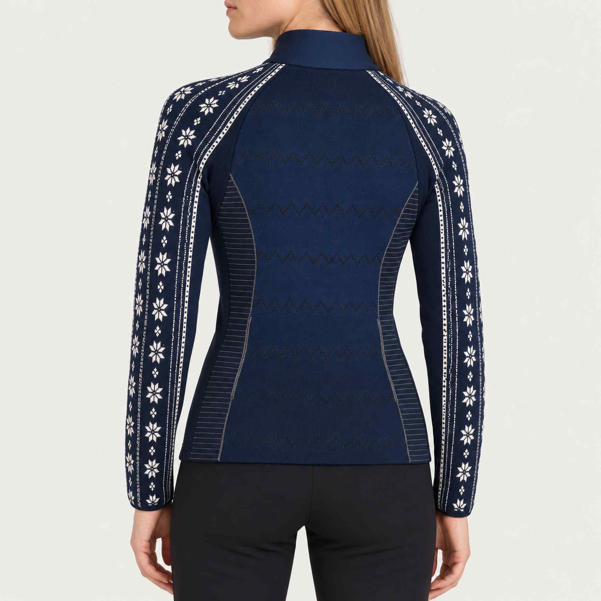 Newland womens Caelys Padded Full Zip in Navy - model back. AI-generated from supplied artwork.